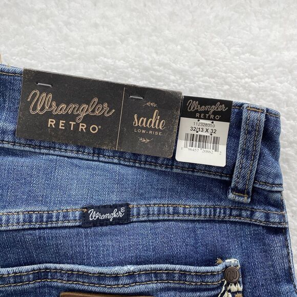 Wrangler Ladies Jeans 13x32 Blue Retro Sadie Low Rise Medium Fade Denim Bootcut - Picture 11 of 13